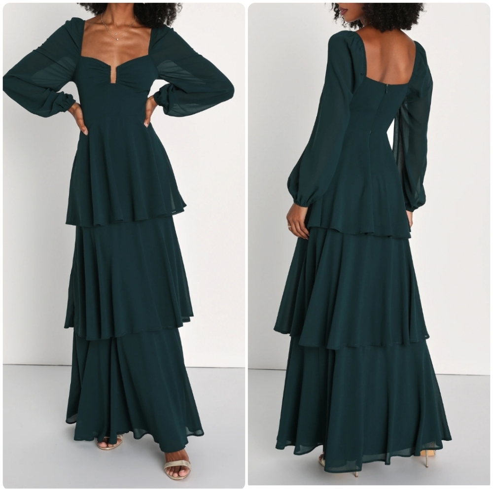 Lulu's Dark Green Long Sleeve Dress